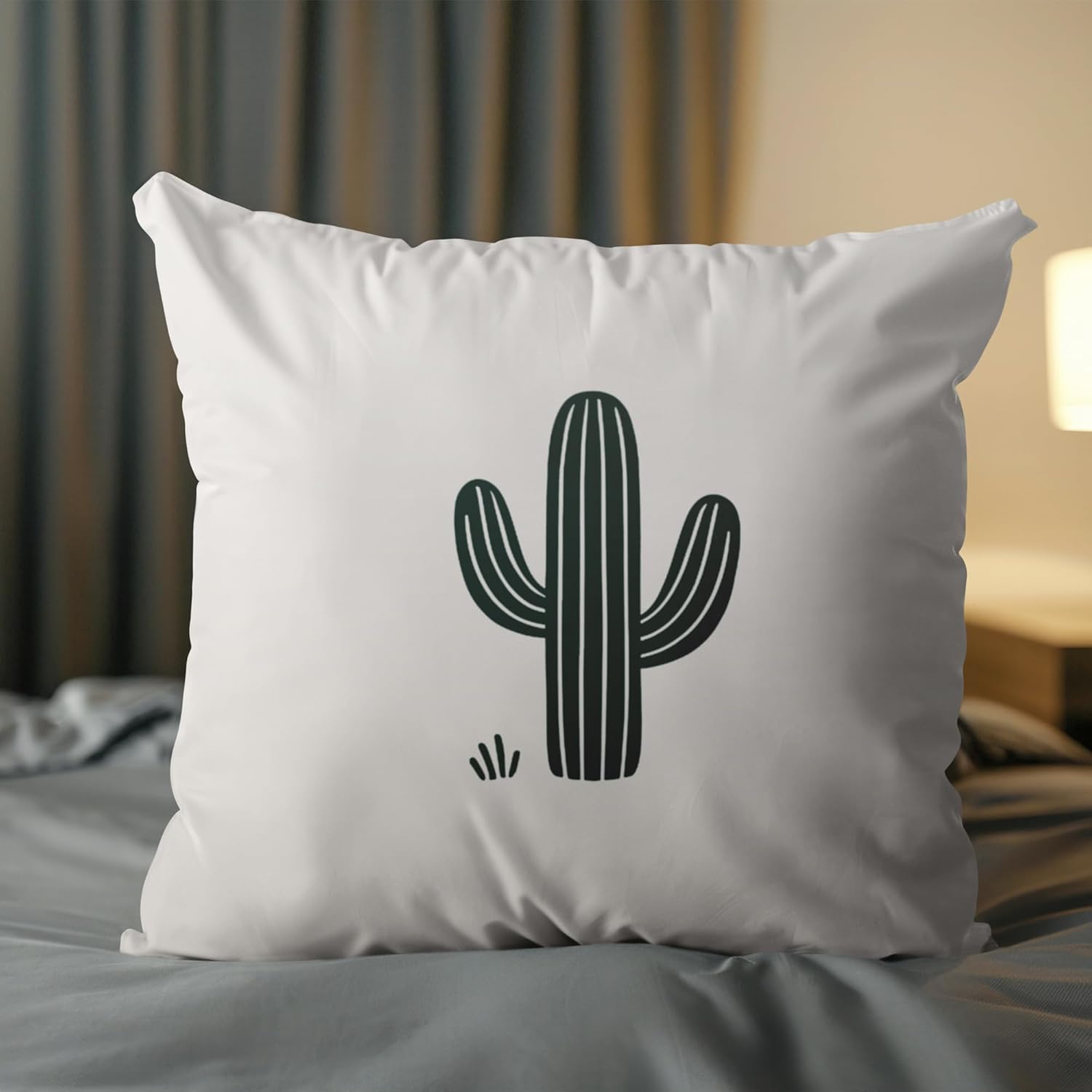 Green and White Boho Decorative Throw Pillow Covers, Minimalist Watercolor Cactus Plant Pillow Cases, Southwestern Desert Nature Art Decor for Sofa Couch Living Room 18x18in - Image 4