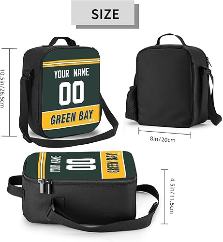 Miniatura 2 de ANTKING Green Bay - Lonchera con diseño de cualquier nombre y número personalizados, regalos personalizados