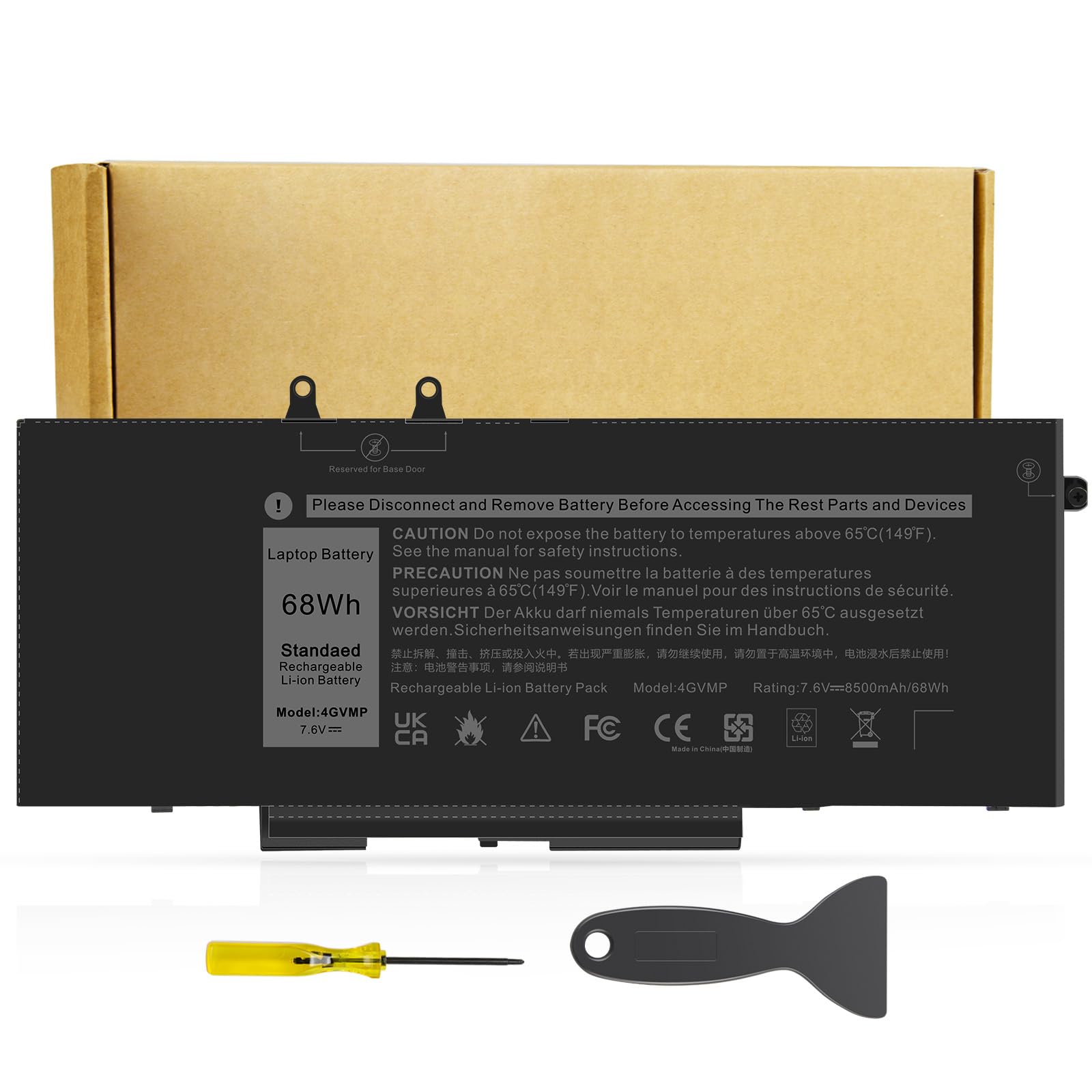 Photo 1 of Futurebatt 4GVMP Laptop Battery Replacement for Dell Latitude 5400 5500 Precision 3540 3550 7590/7591/7791 2-in-1 Series RF7WM X77XY C5GV2 9JRYT MCV1G 1V1XF R8D7N [7.6V 68Wh]