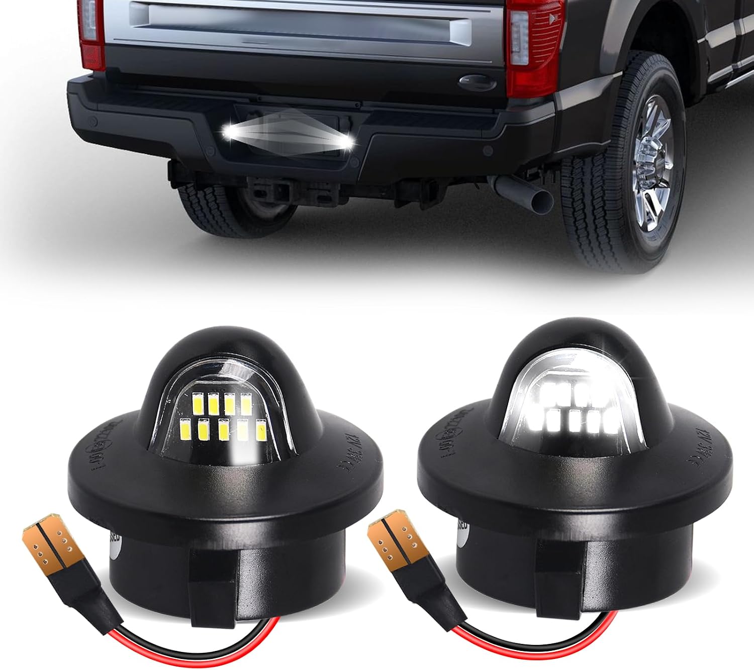 LED License Plate Light Tag Lamp Assembly Compatible with Ford F150 F250 F350 F450 F550 Superduty Bronco Excursion Ranger Expedition Explorer,LED Rear Plate Lights 6000K White(2PCS)