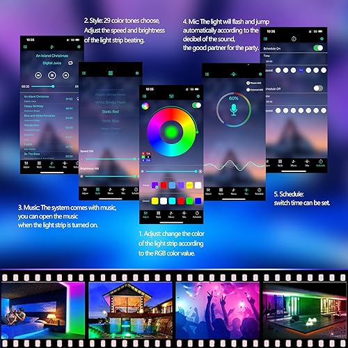 Miniatura 4 de Uspeedy Soporte de TV LED de alto brillo para televisores de 65 pulgadas, moderno centro de entretenimiento con estantes ajustables e iluminación