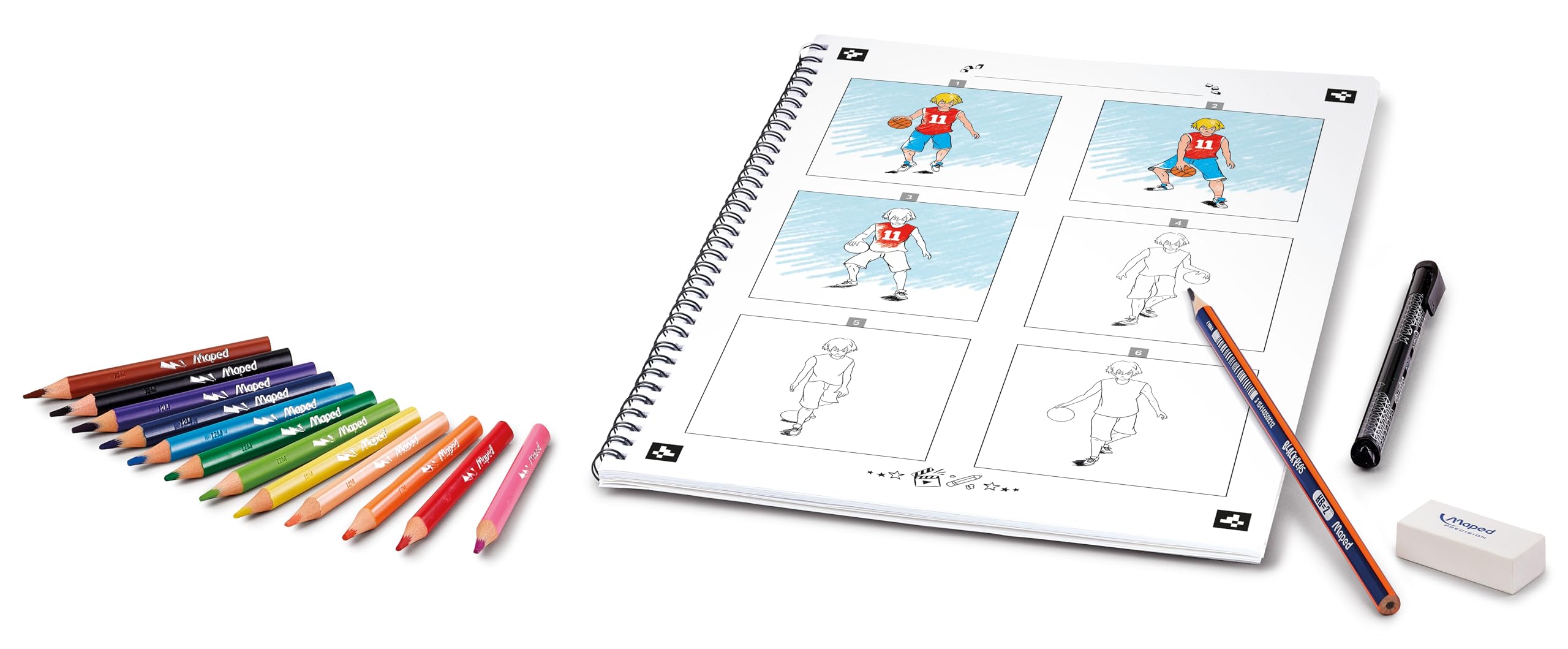 Maped Creativ Animaker Flip/Flash Set including Colouring Book and Pencils + Instructions for Animaker app (Flash Action) - Image 3