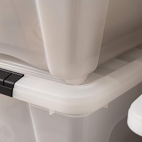 Miniatura 7 de IRIS USA Bolsa de almacenamiento de plástico de 32 cuartos de galón, paquete de 4, perla, contenedor organizador de contenedores con tapa duradera y