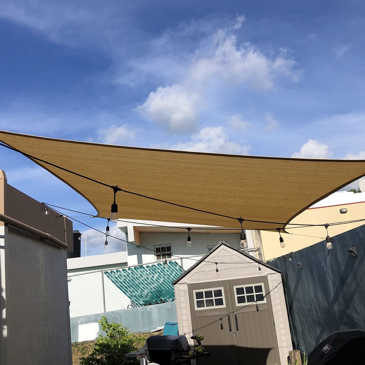 Red De Sombreo Beige, Malla De Sombreo De Protección Solar De HDPE, Velas De Sombreo con Ojales para Patio Trasero, Jardín, Granero, Perreras, 5x10m 6x9m 7x8m 8x8m 8x12m(Tamaño:4X6M)
