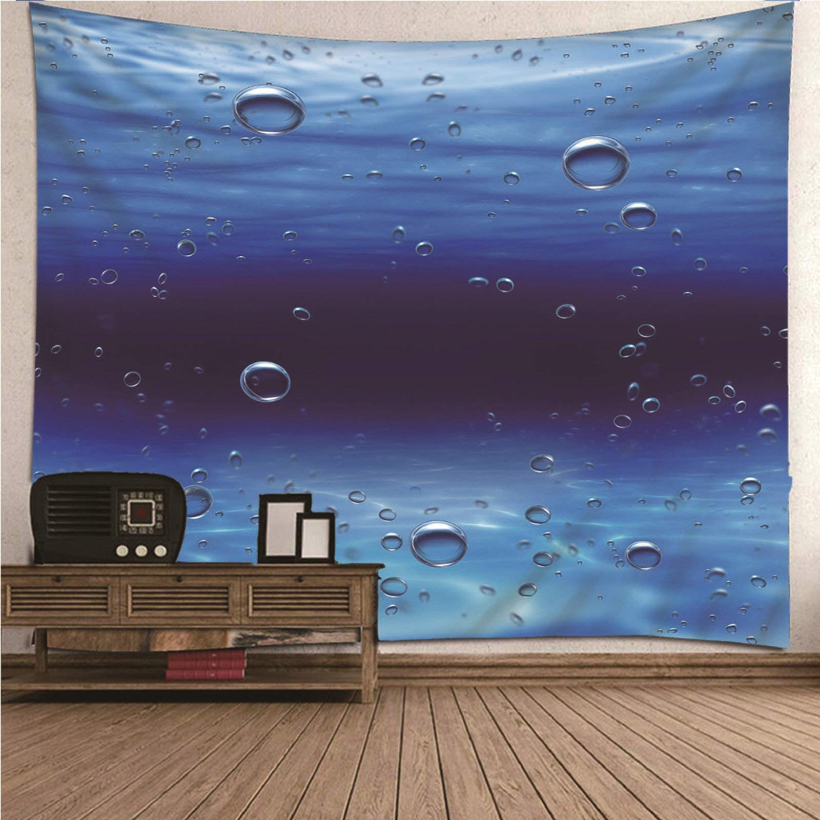 Tapiz de pared para ocultar manchas: poliéster azul lavable de 210x140cm