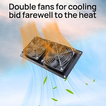 DC HOUSE 20W Solar Fan Powered Exhaust Fan for Chicken Coops, Greenhouses, Sheds, Pet Houses, and Windows - Waterproof and Plug Play Easy Connector Max Applicable Space 880ft3 (25 m3)