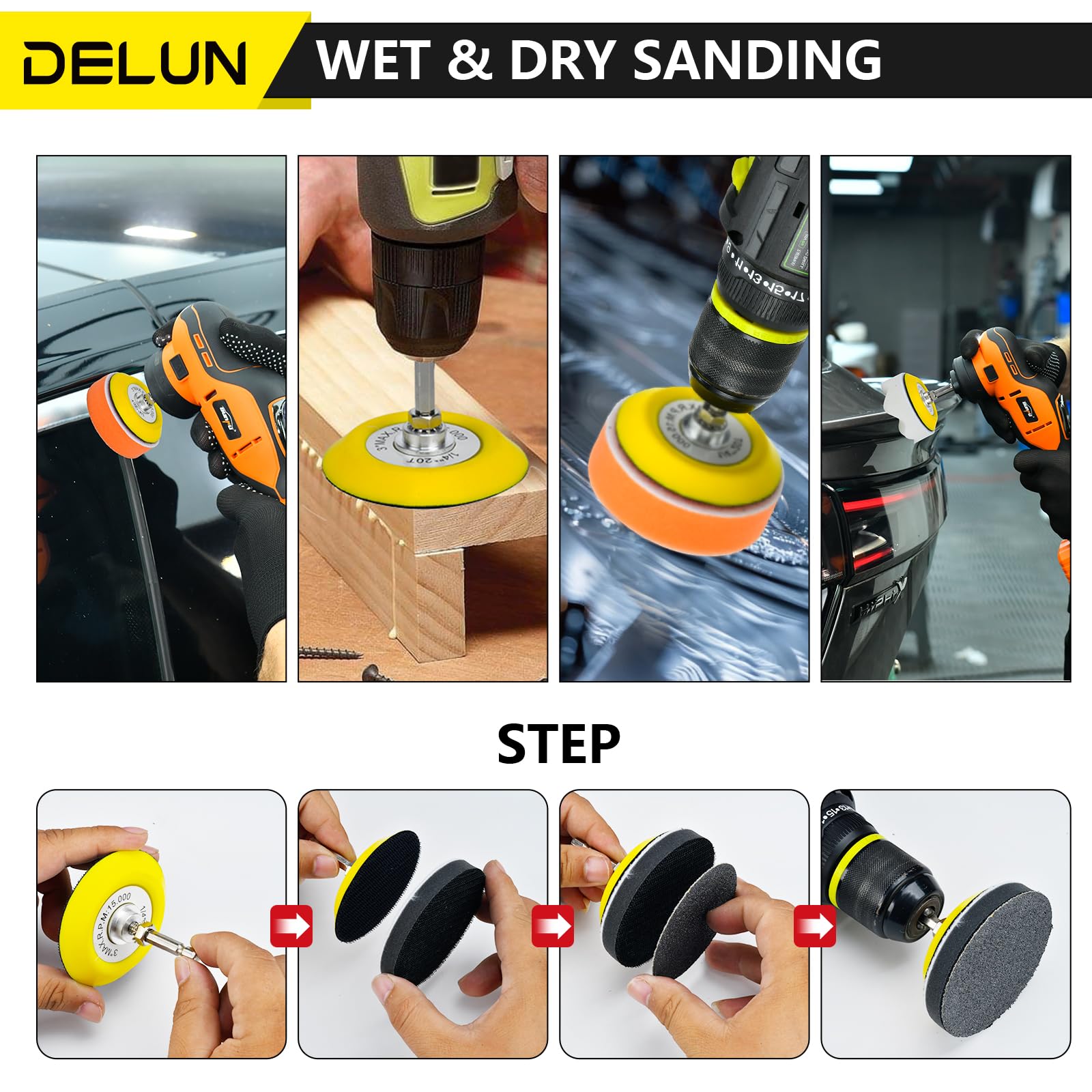 DELUN 138 PCS Sanding Kit - Headlight Restoration & Metal Polishing -5