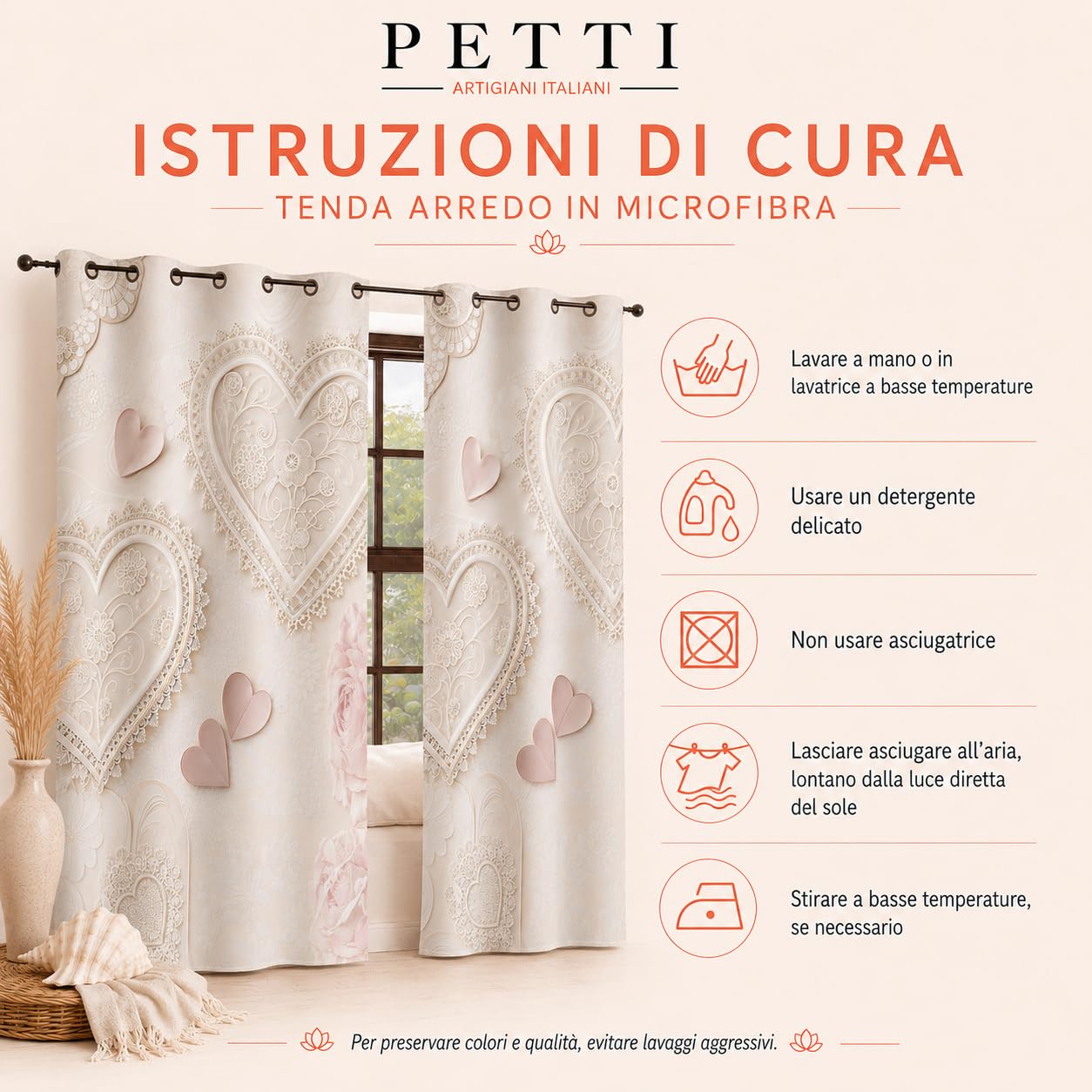 PETTI Artigiani Italiani - Tende a Pannelli per Interno con Anelli 2 Pezzi 140x280cm, Tenda Camera da Letto e Soggiorno Oscuranti Isolanti e Moderne, Floreale F150, 100% Made in Italy