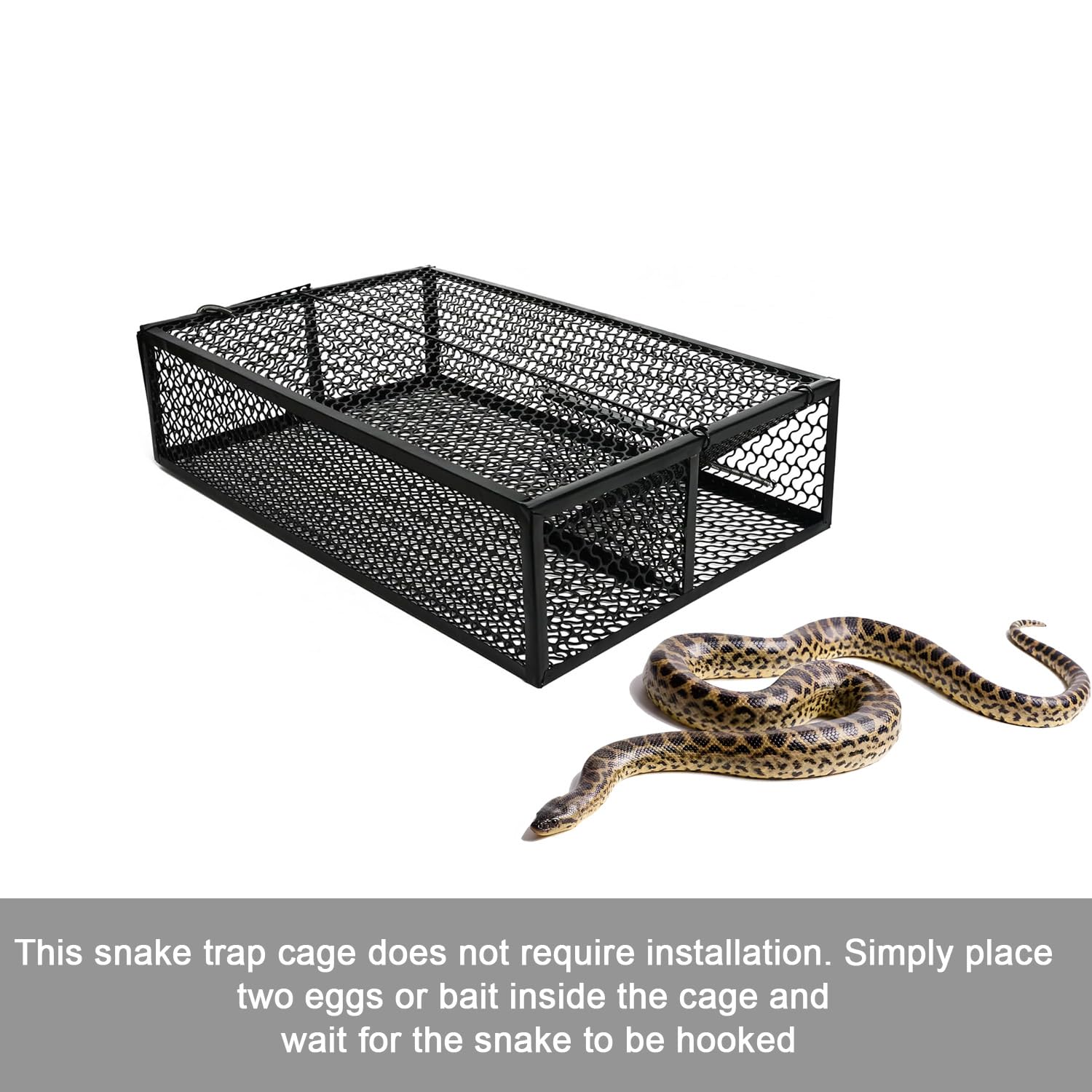 Jaula de trampa para serpientes de 16.8 x 11 pulgadas, protector de serpiente de captura humana, trampa de serpiente de metal resistente para interiores y exteriores, liberación segura