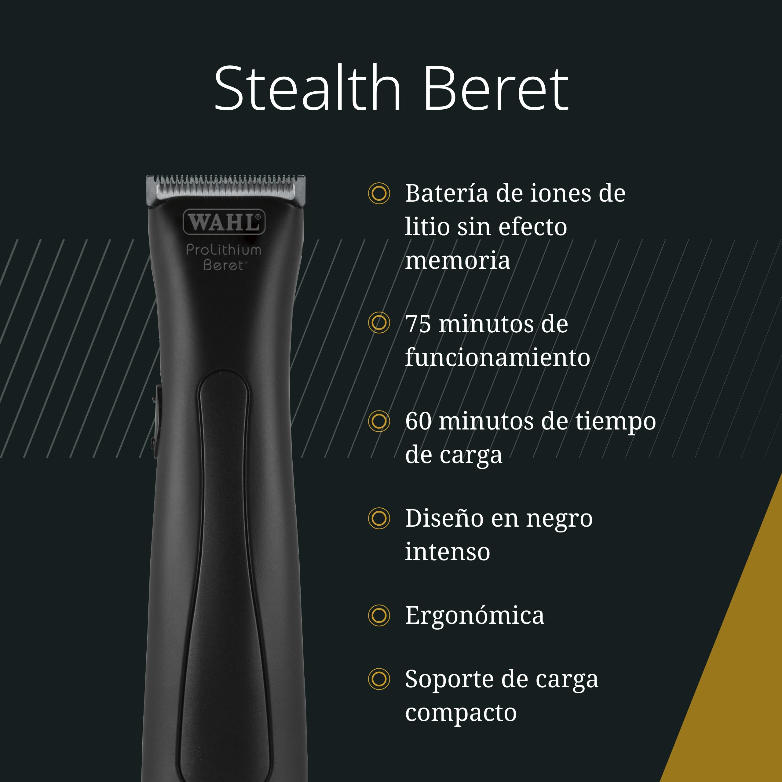 Wahl Stealth Beret Cortapelos de Contorno Con Cable/Inalámbrico con Juego de Cuchillas - Máquina de Cortar Pelo para Hombre para Bordes y Perfilar, Negro