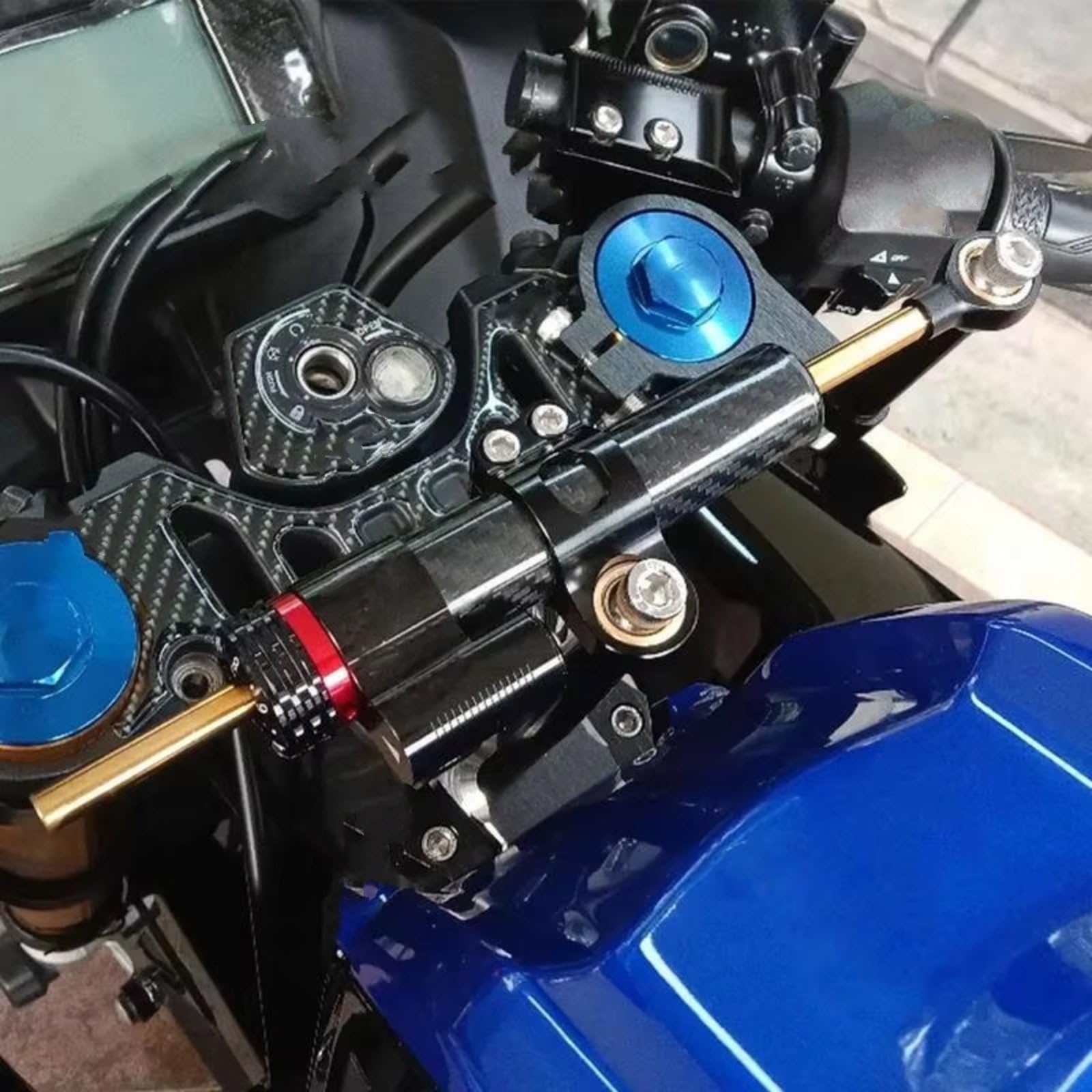 Amortiguador dirección Montaje De Amortiguador De Dirección Motocicleta Piezas Lineales Estabilizador Manillar Accesorio De Amortiguador Lineal Universal Ajustable