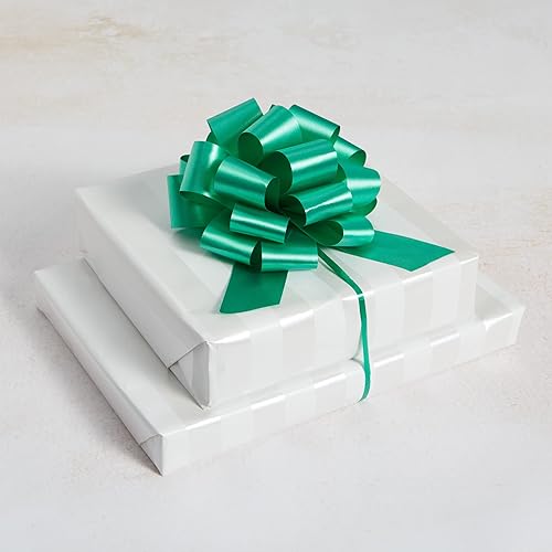Miniatura 7 de Berwick Offray The Perfect - Cinta para tirar de lazo, tamaño acabado de 4 pulgadas con 18 bucles, verde esmeralda, 50 piezas
