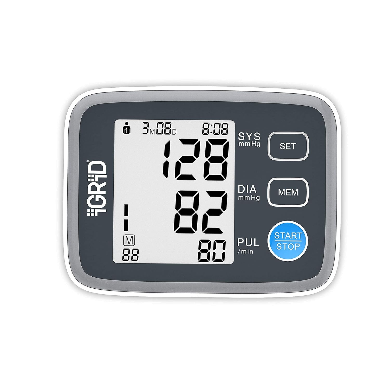 iGRiD Digital Blood Pressure Monitor with Intelligent Features | Backlit Display, Adjustable Cuff for Comfortable Use | Advanced Algorithms Measurements, Stress-Free Readings | Fully Automatic, Dual User Storage Memory