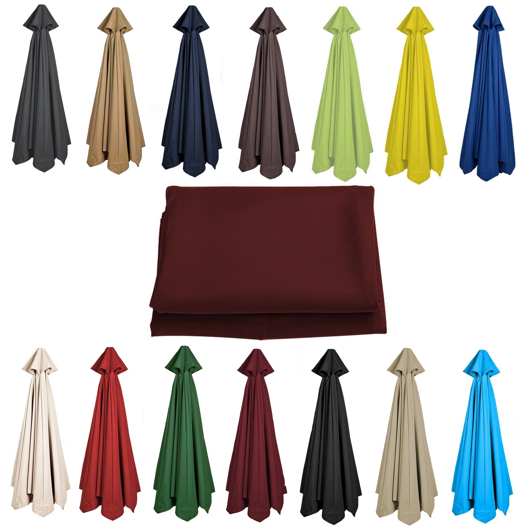CMJYMX 200CM 2.7M 300CM Umbrella Replacement Parasol Canopy, UV50+, Waterproof, 6/8 Ribs Sun Umbrella Replacement Cloth Garden Canopy Cover Replacement Cover(Color:Burgundy,Size:8 ribs-2.7m(8.8ft))