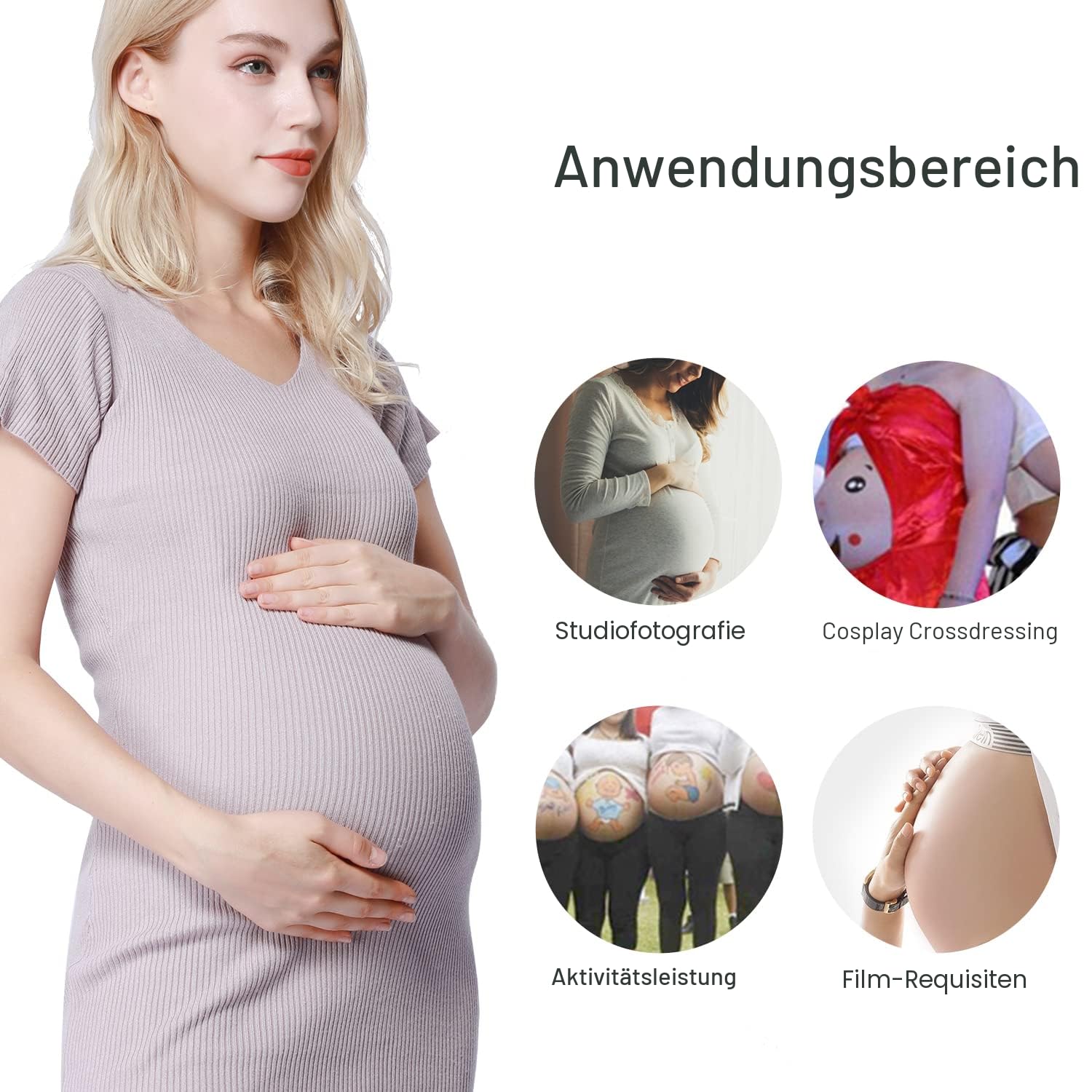 Realistischer künstlicher Schwangerschaftsbauch leichtgewichtig für Kostümbauch und Partyverkleidungen