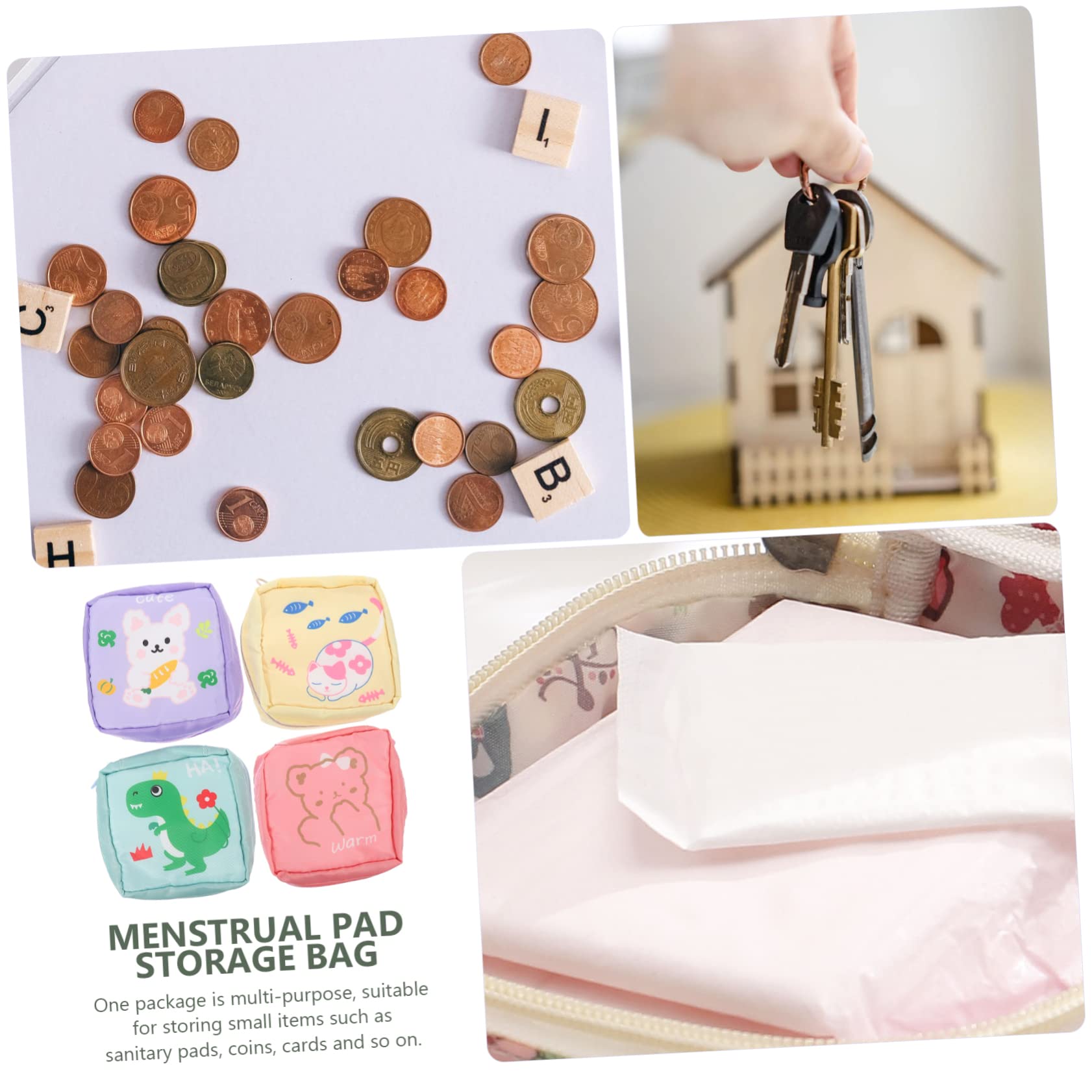 4 Set Borsa Cosmetici Portatile Sacchetti Per Assorbenti Igienici Con Design Animali Per Sanitary Pad E Accessori Femminili Pratico E Multifunzionale Per Ufficio E 4 Pezzi * 4