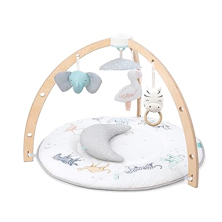 Aden + Anais Play and Discover Baby Activity Gym  30+ Developmental Benefits - 3 Attachable Toys + Plush Tummy Time Pillow  100% Cotton Muslin  Machine Washable