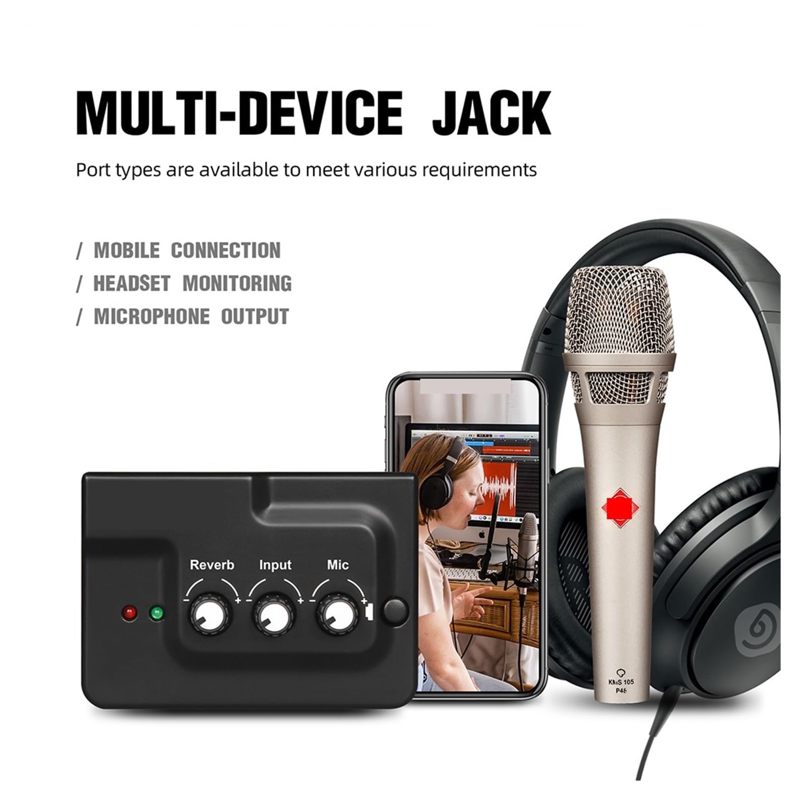 Scheda Audio Diretta Interfaccia Mixer Audio Eco Esterna Con Effetto Riverbero Bluetooth For Strumentazione Microfonica