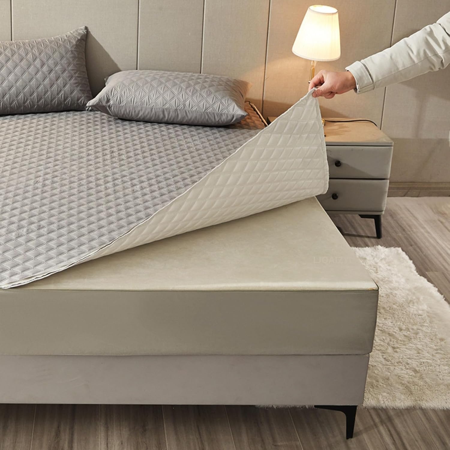 DSSHENGDS Customizable Up Bed Sheets ，Breathable Mattress Encasement Topper ，Premium Zipped Dustproof Mattress Protector ，All Round Protection Mattress Cover-grey- 80x200+21cm — image 1
