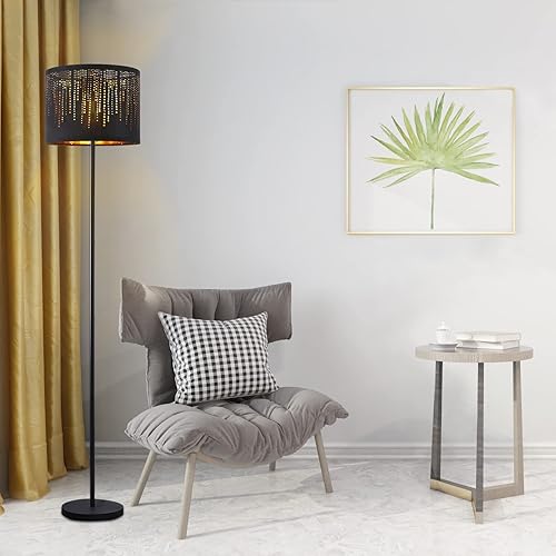 Miniatura 56 de Juego de 2 pantallas marrones, lámparas de mesa y pie de tela mediana, parte superior de 13 pulgadas x 11 pulgadas inferior x 10 pulgadas de alto