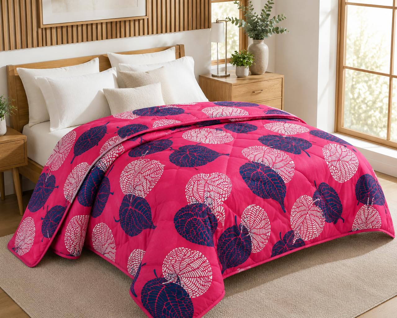 BSB HOME® 2nd Gen 220 GSM Microfiber Reversible AC Comforter/Blanket for Winter/Quilt/Duvets for King Size Double Bed (230X250 cm,Light Green and Pink)-picture-38