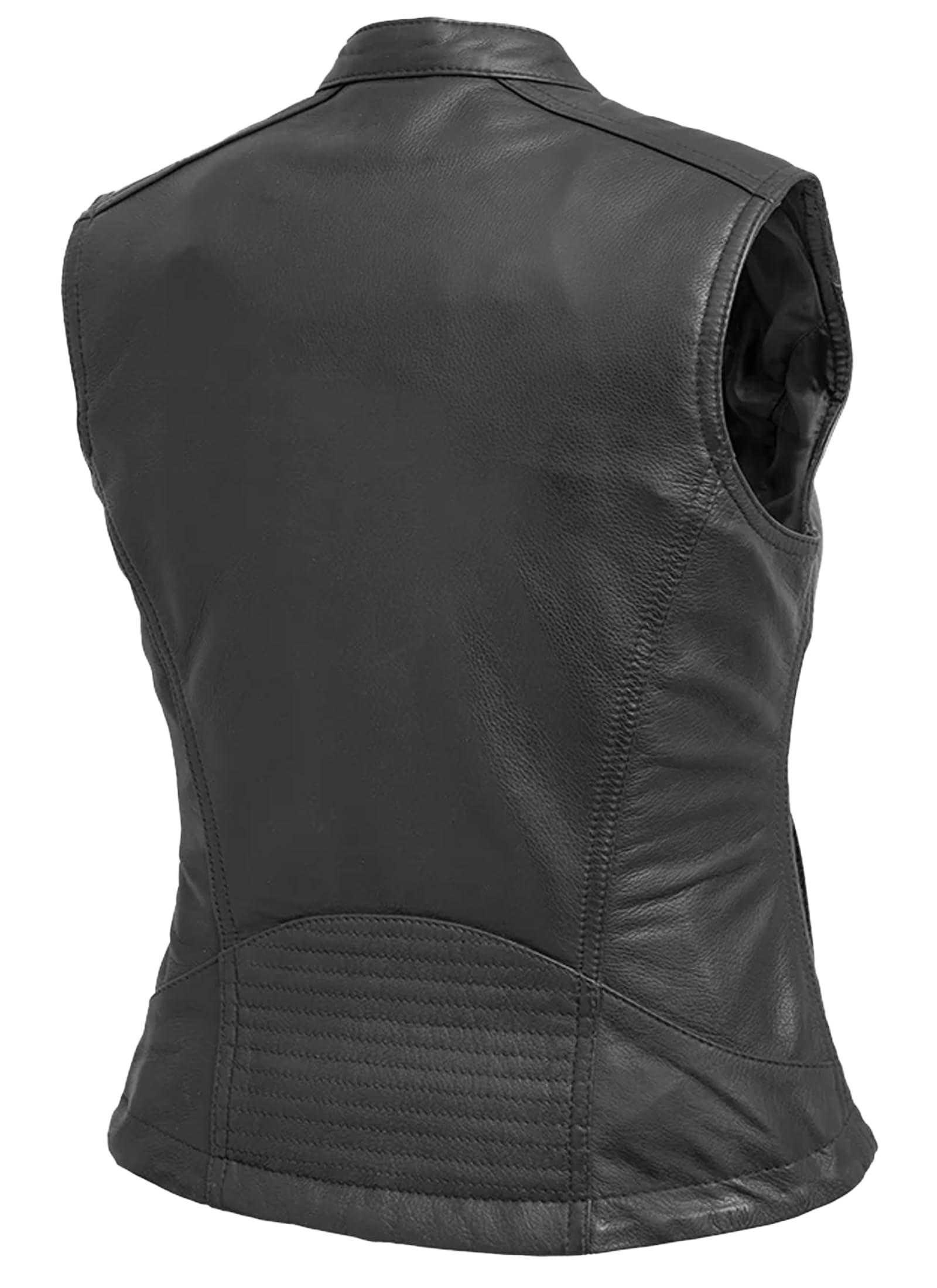 First Mfg Co - Nina - Women's Motorcycle Biker Riding Black Leather Vest - Small - Conceal Carry Pockets