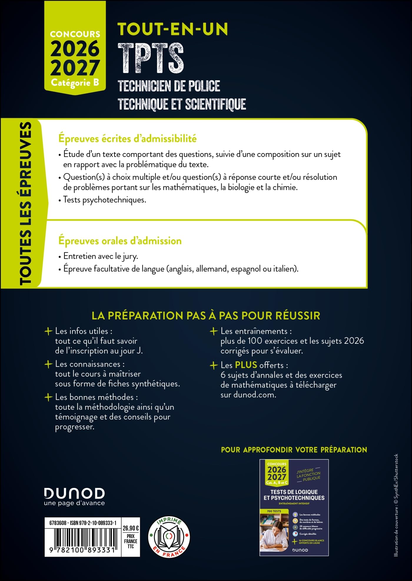 Concours TPTS - Technicien Police technique et scientifique - 2026-2027: Tout-en-un