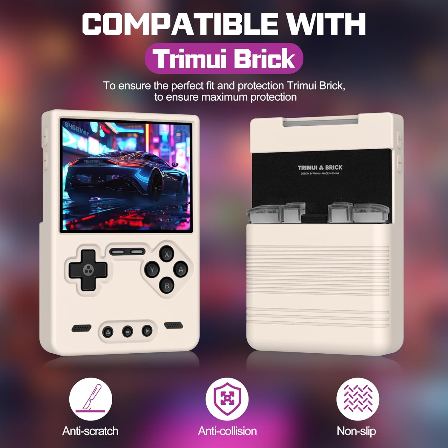 Silicone Case for Trimui Brick, Anti-Slip, Shock Proof, Soft Protective Case for Trimui Brick Handheld Game Console with Lanyard - White - Image 2