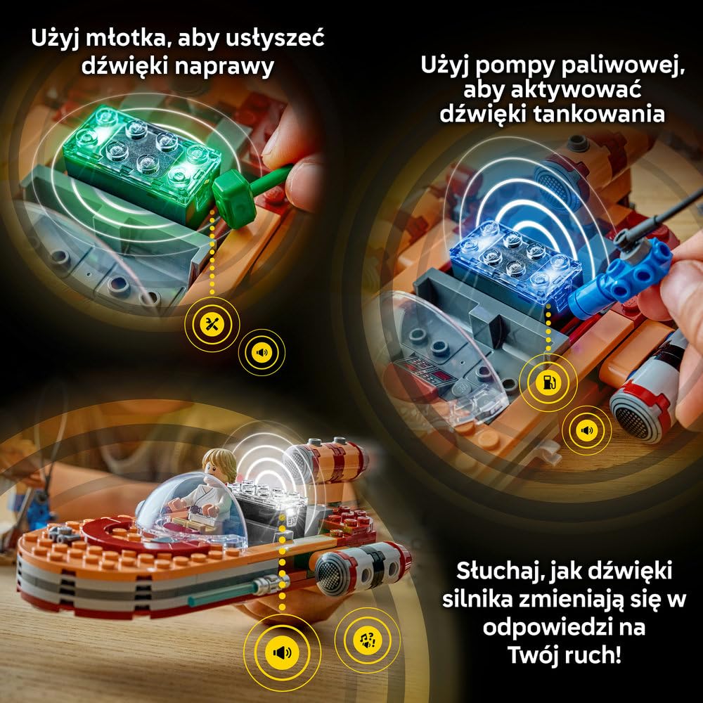 LEGO Star Wars 75420 SMART Play: Śmigacz Luke'a, interaktywna zabawka dla dziecka, zestaw kompatybilny z 1 x SMART Tagiem i minifigurką Luke'a Skywalkera - prezent dla dzieci od 6 lat i fanów