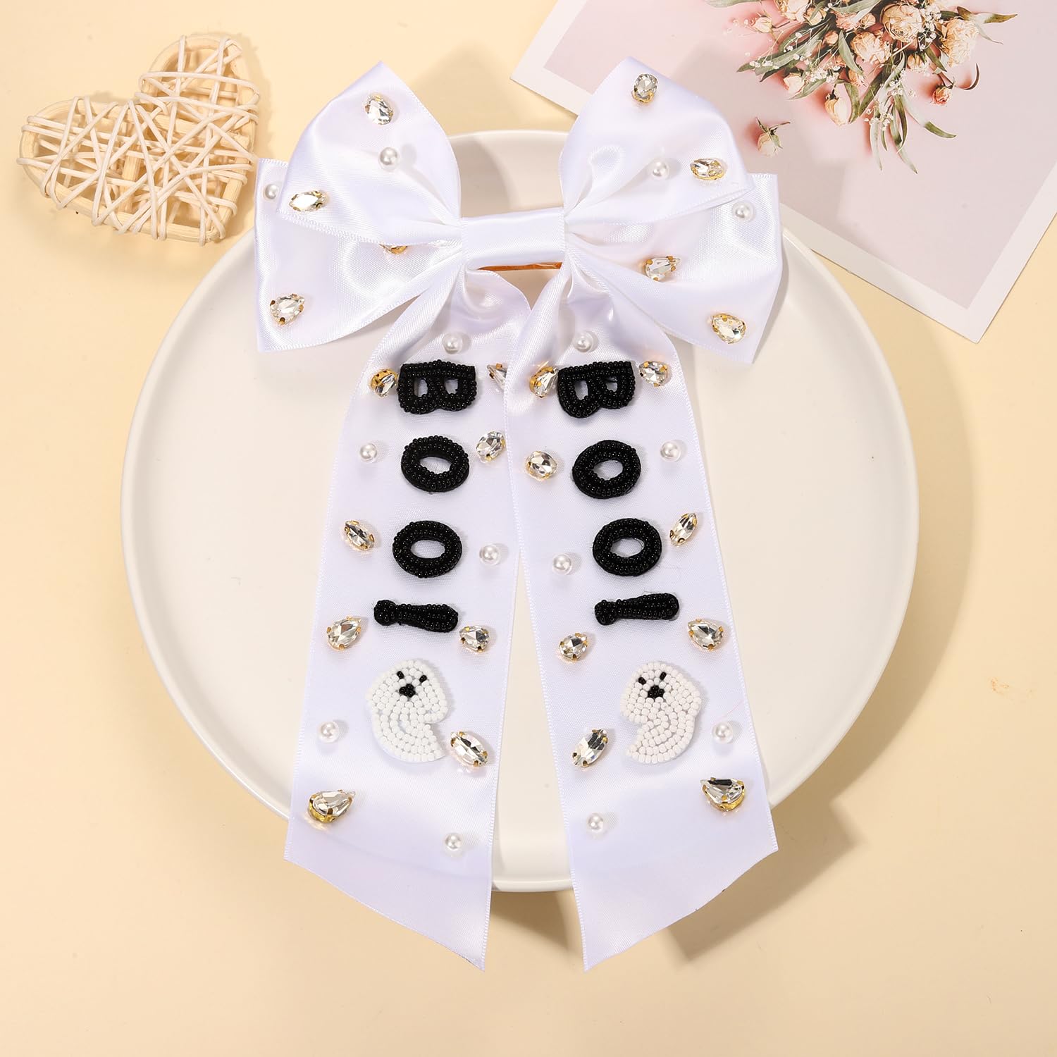 Spooky Ghost Hair Bows - Halloween Hair Accessories -2 Spooky Ghost Hair Bows - Halloween Hair Accessories -2