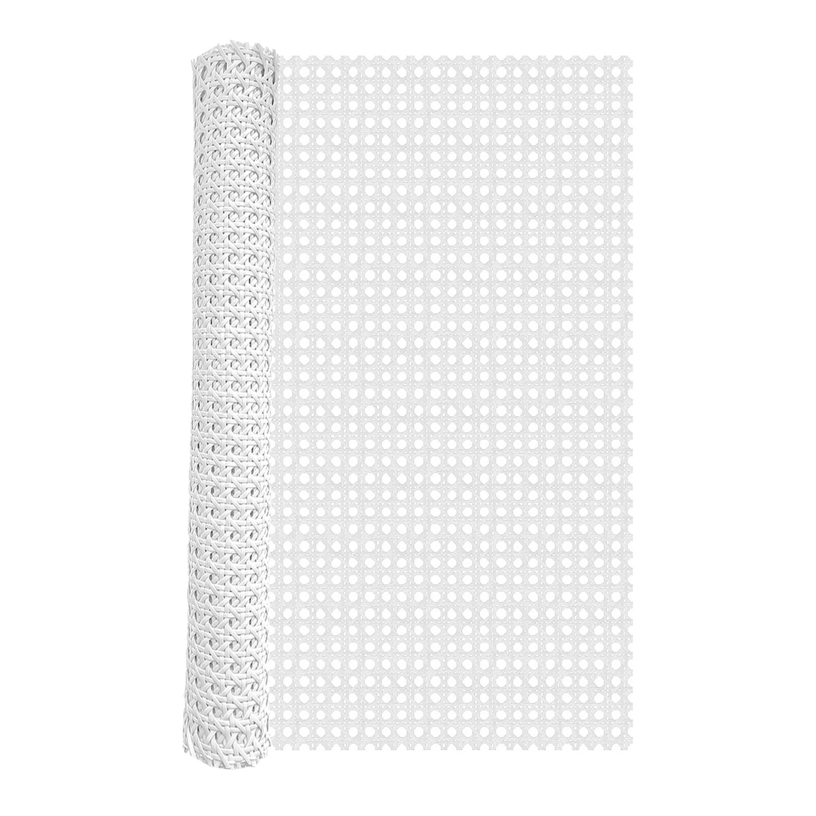 ALLINKIT 20 Inch Width x 3.3 Feet Length White Cane Webbing Roll,Plastic PE Cane Rattan Webbing,Handwoven Rattan Sheet for Furniture Basket Repair DIY Handicrafts DIY Craft
