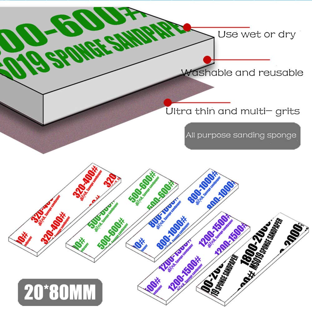 Abrasive Sanding Sponges - 50 Pack for Hobby Models -9