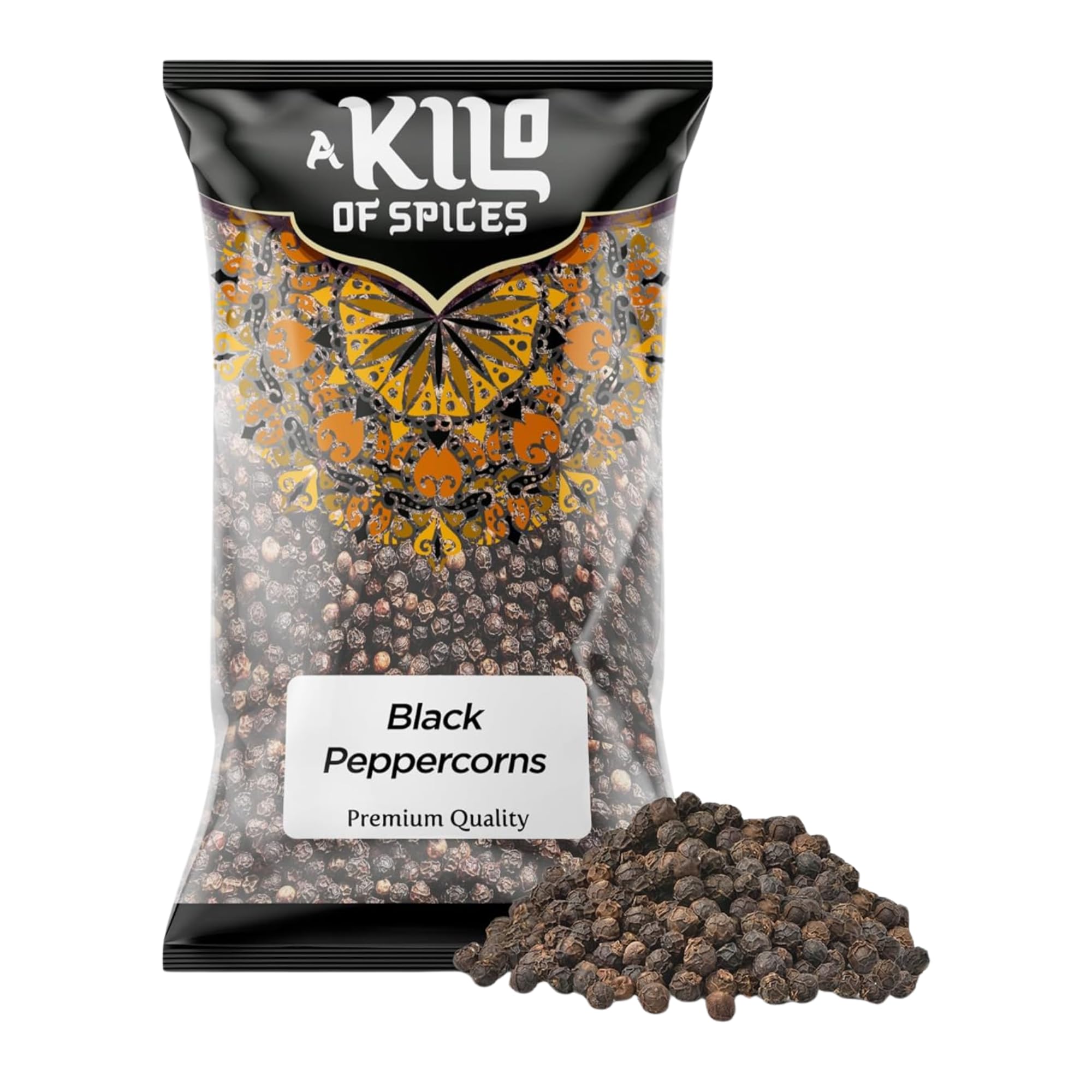 A Kilo of Spices | Premium Whole Black Peppercorns 1 Kg - Aromatic Black Pepper for Culinary Delight - Freshly Harvested Peppercorns | Ideal for Seasoning, Cooking, and Grindable Pepper Mill Spice