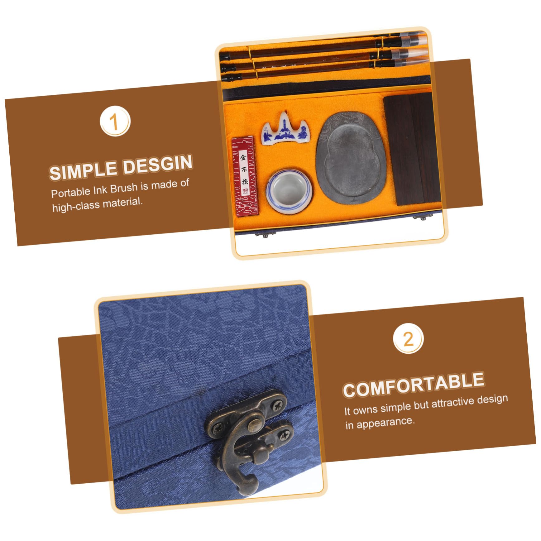 SOIMISS Ensemble Pinceaux Calligraphie Chinoise Pour Étudiants Et Artistes Coffret Bleu 10 Pièces Pierre à Encre Portable Et Bâtonnet D'encre Professionnelle Apprentissage Et Dessin Artistique