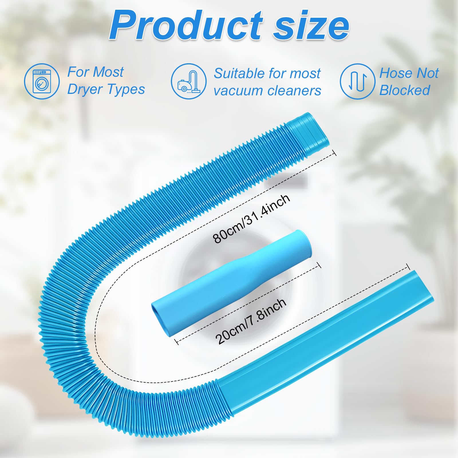 Upgraded Dryer Vent Cleaner Kit: Universal Vacuum Hose Attachment for Lint Removal Fits All Vacuums Cleaner Dryer Cleaning Tools for Clogged Ducts (Blue) - 3