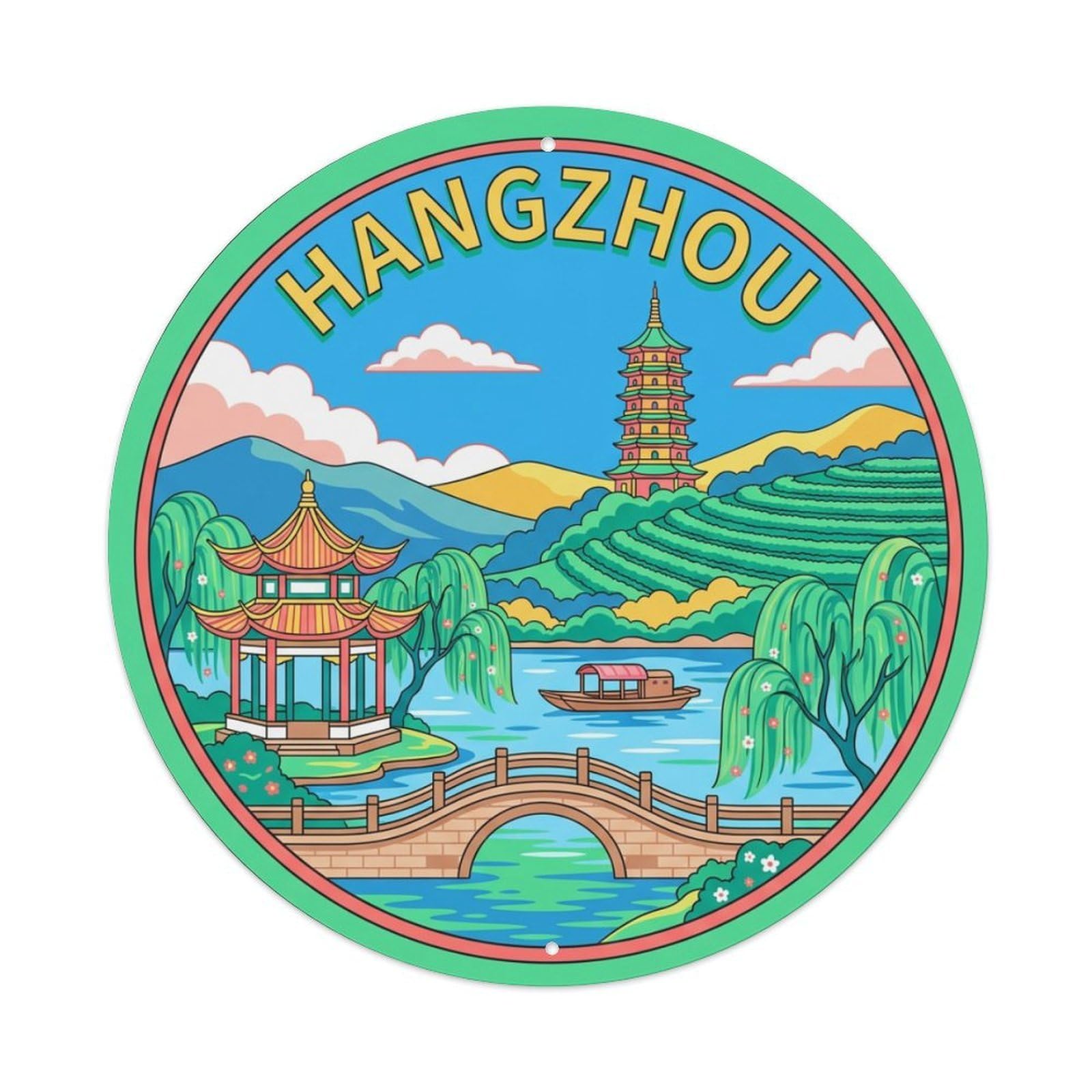 Retro China Travel Hangzhou Metal Tin Sign