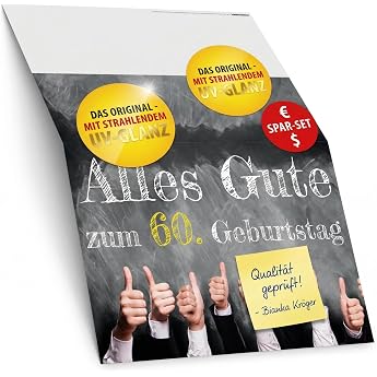 BREITENWERK A4 XXL 60th Birthday Card with Envelope - Elegant Birthday Card - 60th Birthday Card for Woman and Man
