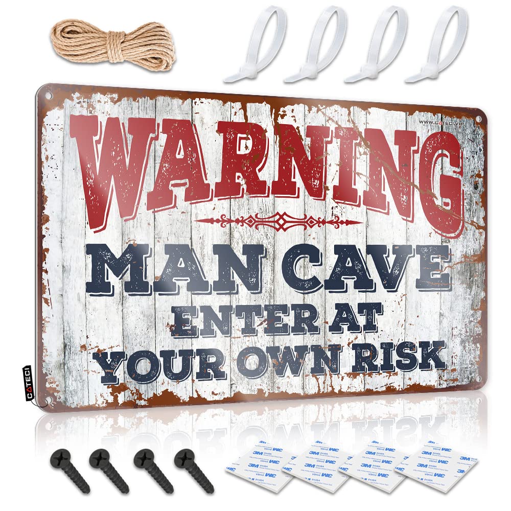 Tin Decor Wrning Enter At Your Own Risk Tin Sign Bar Wall Decor Metal Tin Sign Wall Decor(20X30CM)