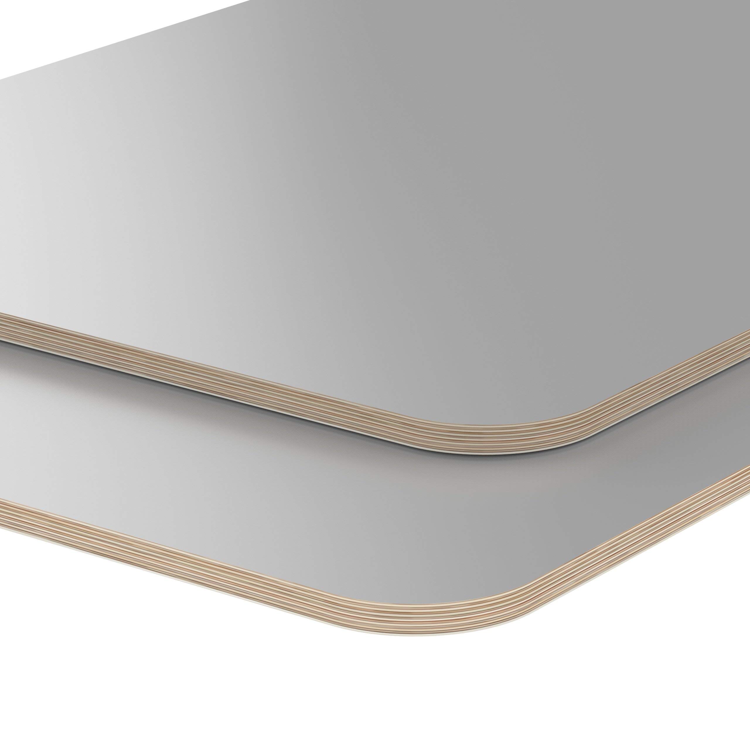 AUPROTEC Tischplatte 18mm grau 900 mm x 500 mm rechteckige Multiplexplatte melaminbeschichtet von 40cm-200cm auswählbar Ecken Radius 100mm Birken-Sperrholzplatten Auswahl: 90x50 cm