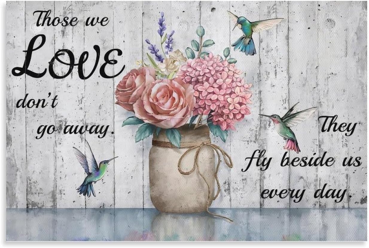 Redamancy Flowers And Hummingbird Quote Poster Canvas Wall