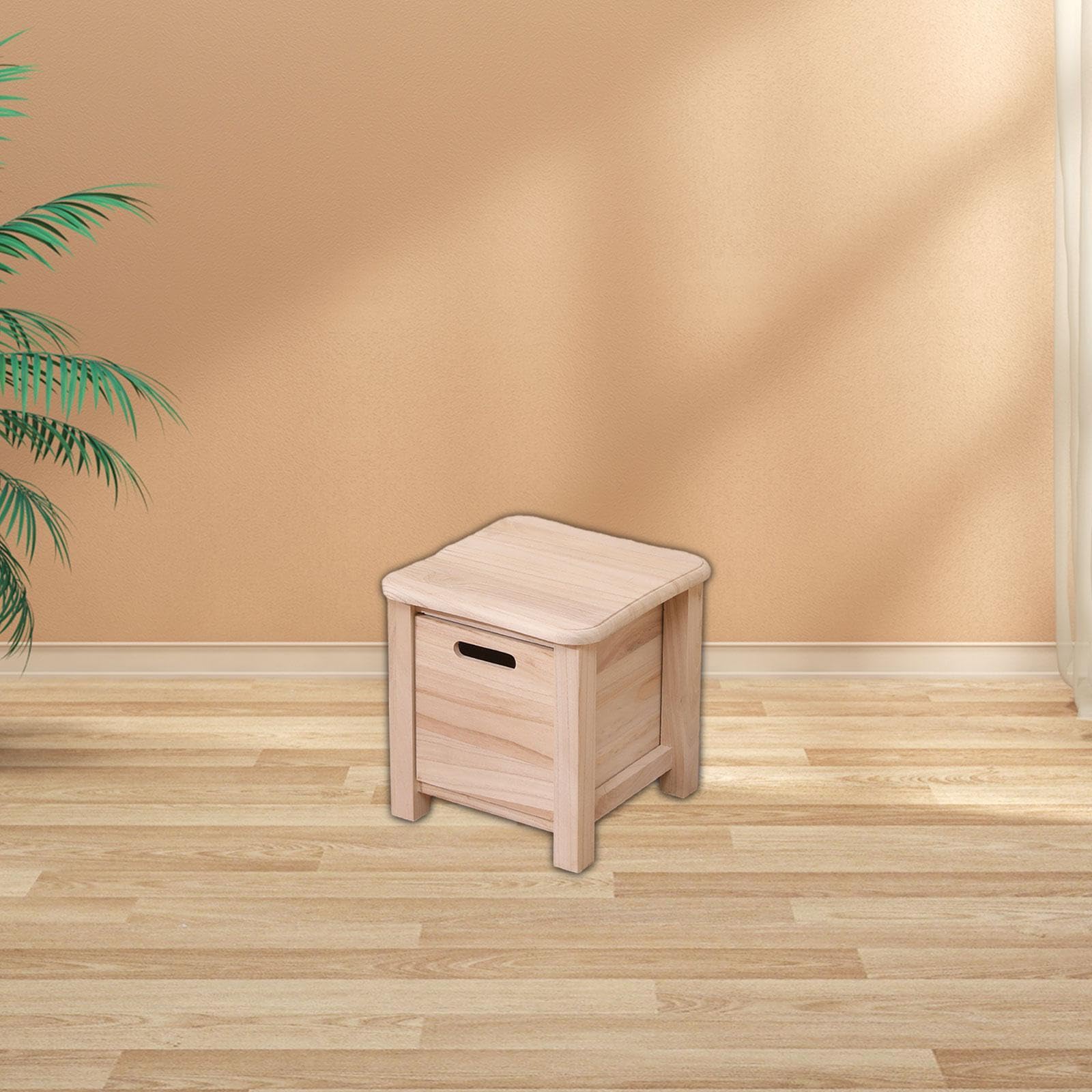 Sgabello Contenitore in Legno Sgabello Piccolo per la casa Sgabello per Cambiare Le Scarpe con cassetto per Soggiorno, Legna, 30x30x30 Cm