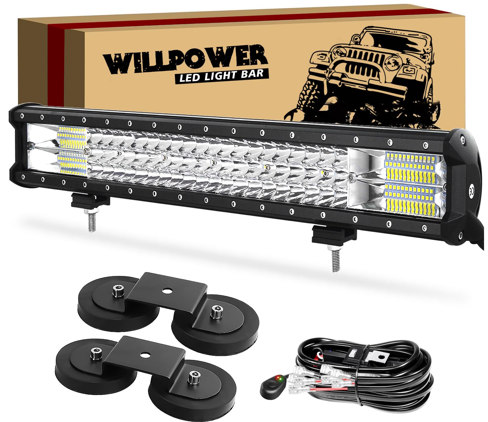 Willpower LED Arbeitsscheinwerfer Bar 23 Zoll 480W - Wasserdichte Lightbar Für SUV Offroad ATV
