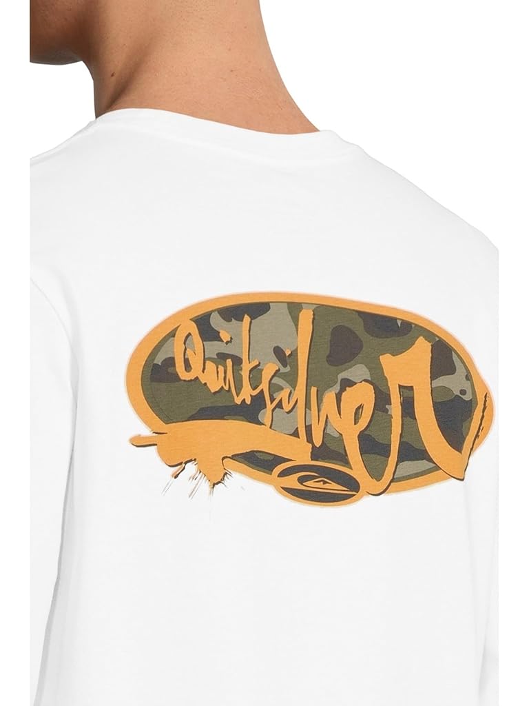 White Quiksilver Impaired Camo Long Sleeve Screen Tee