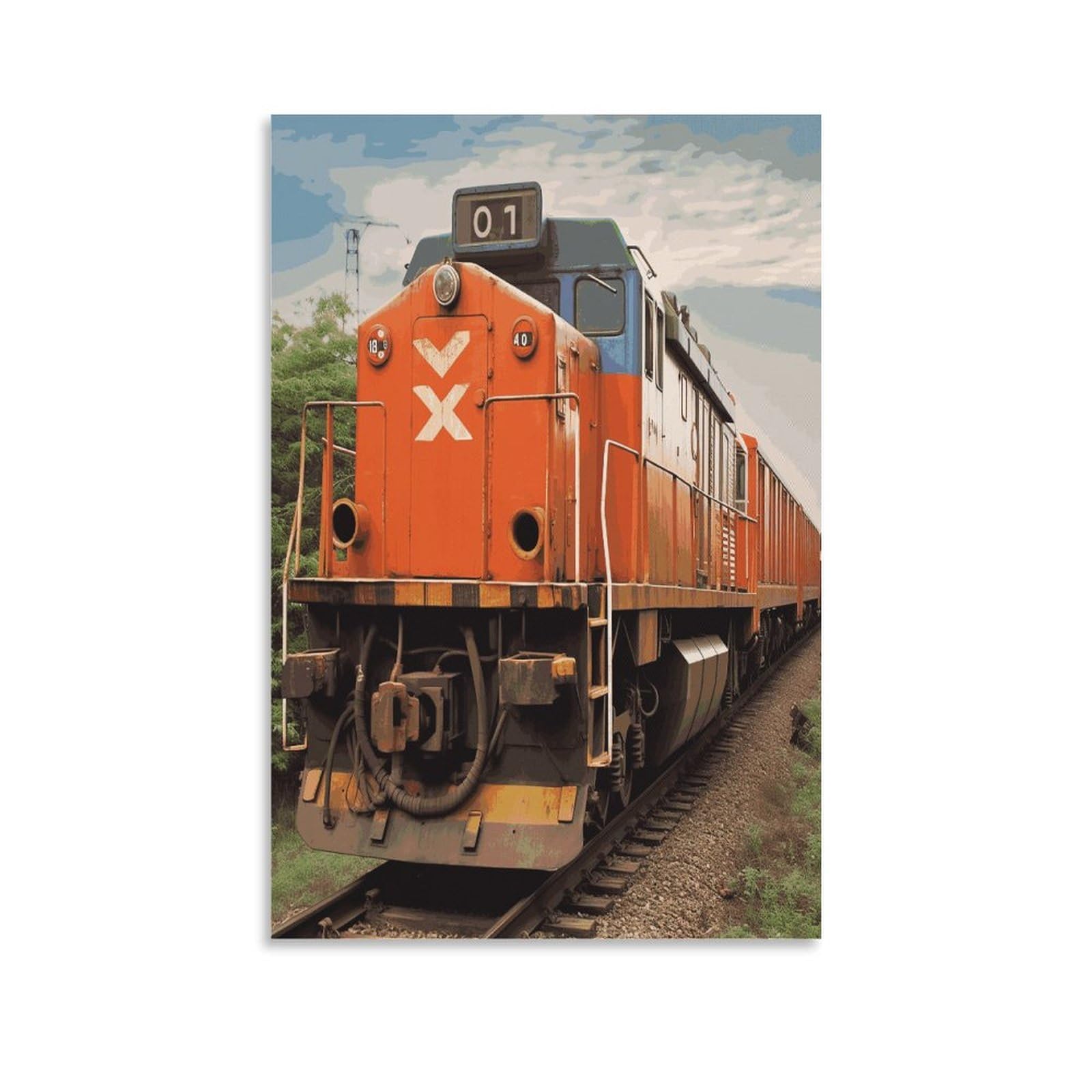 LDGSUPH Train Canvas Wall Art Prints Hangable Decor Painting for Wall Prints Painting Artwork Modern Decorative Artwork Ready to Hang Wall Pictures for Home Decor 20x30inch(50x75cm)