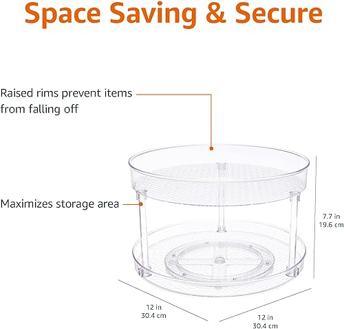 Miniatura 3 de Tienda Basics Organizador de tocadiscos Lazy Susan transparente de 2 niveles, 12 pulgadas