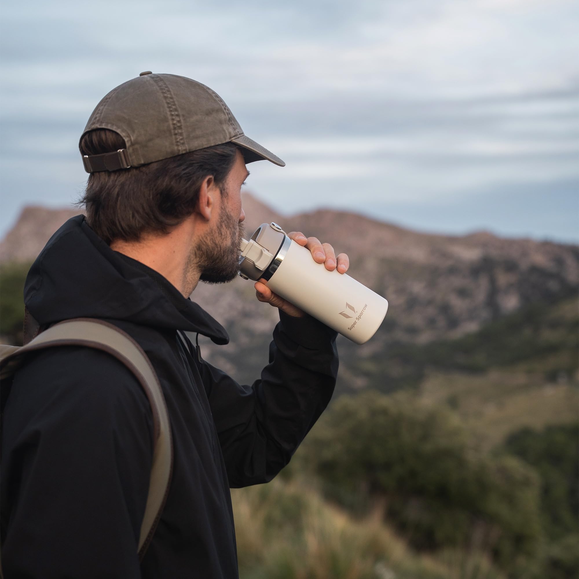 Sparrow Borraccia Termica - 500ml/750ml/1L/1.2L - SwivelSip Bottiglia Acciaio Inox - Senza BPA Borracce Termiche, Borraccia con Cannuccia Ergonomica per Scuola, Sportiva, Campeggio, Palestra