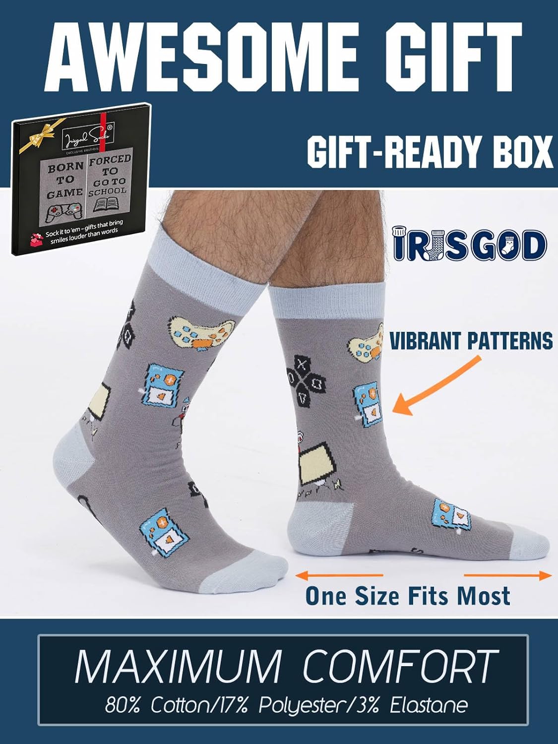 IRISGOD Funny Nerd Socks | Cool Stocking Stuffers | Holiday Gifts For Men and Women - Image 4