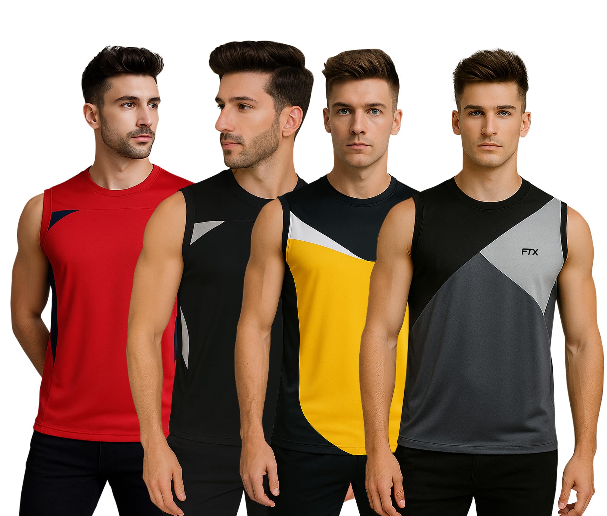 FTX Drifit Colorblock Sleeveless Activewear Sports Tshirt for Men (Pack of 4)-picture-31
