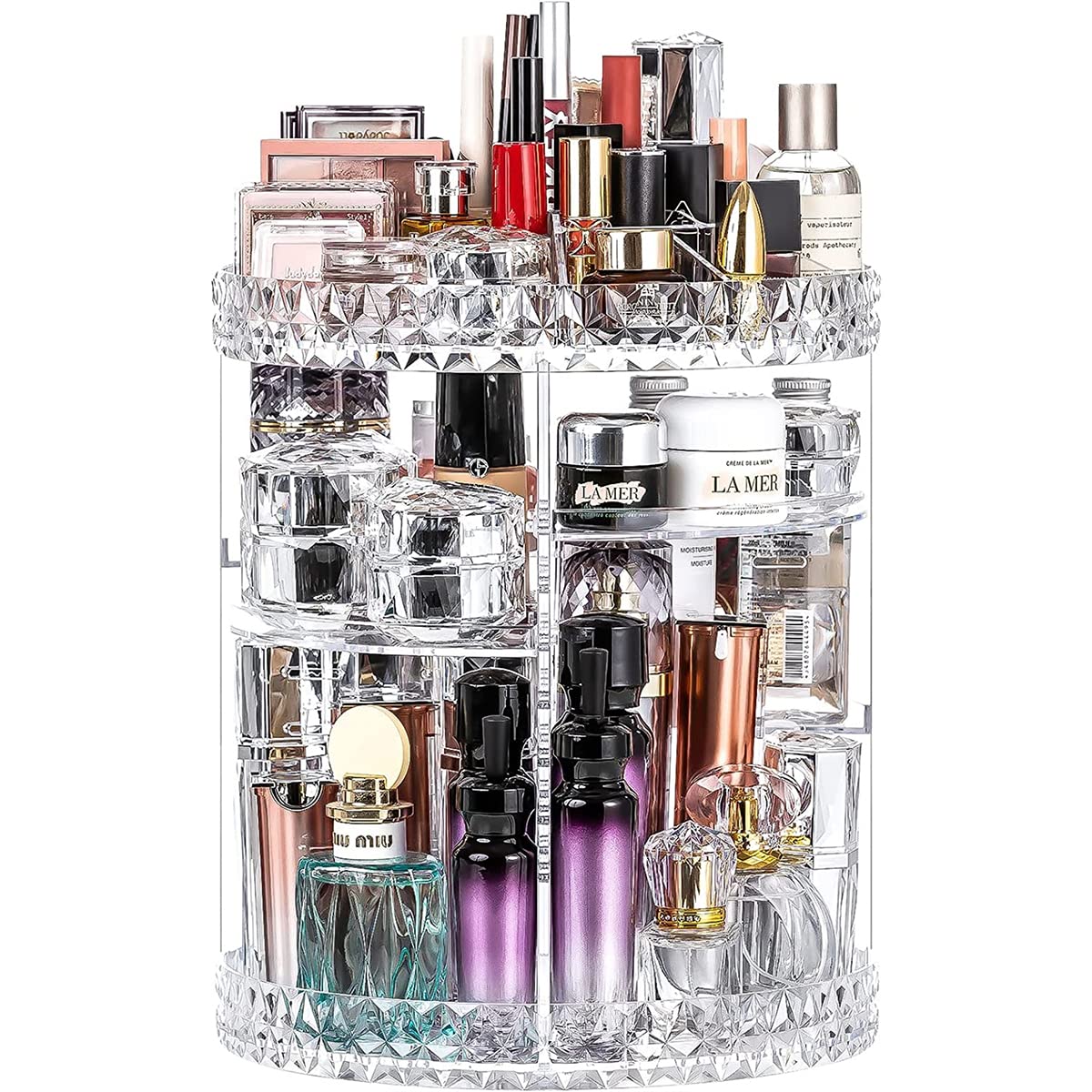 Organizer per Trucco Girevole a 360 Gradi,Scatola portaoggetti Regolabile per Trucco a 7 Strati per Rossetto e pennelli,vetrine per Cosmetici in Acrilico di Grande capacità per comò e Bagno,Trasp