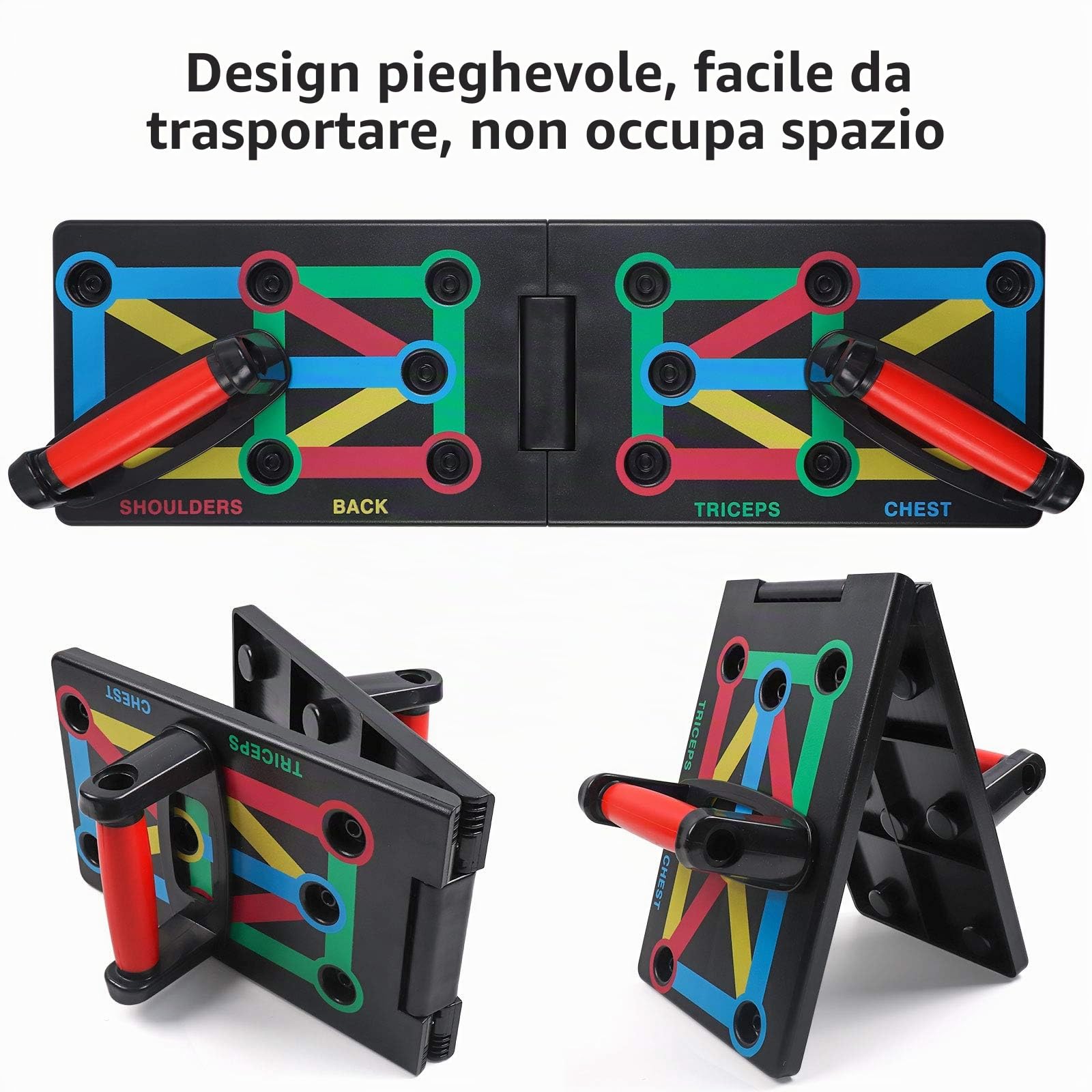 Push Up Rack Board, 12 in 1 Attrezzature per il fitness multifunzione pieghevole a casa, telaio di allenamento push-up portatile, utilizzato per gli uomini donne (12 in 1 push-up board)